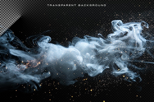 Realistic Smoke with glitter particles Overlay in transparent background