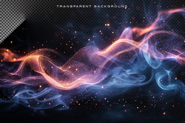 PSD realistic smoke with glitter particles overlay in transparent background