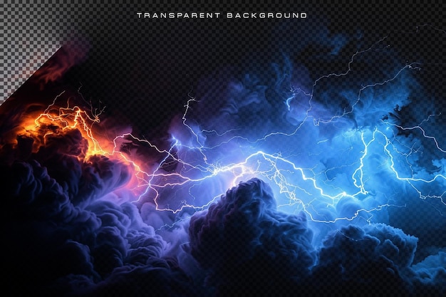 Realistic Smoke with thunder lighting overlay in transparent background