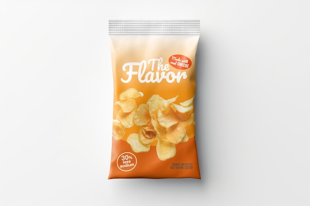 Realistic snack packaging mockup psd