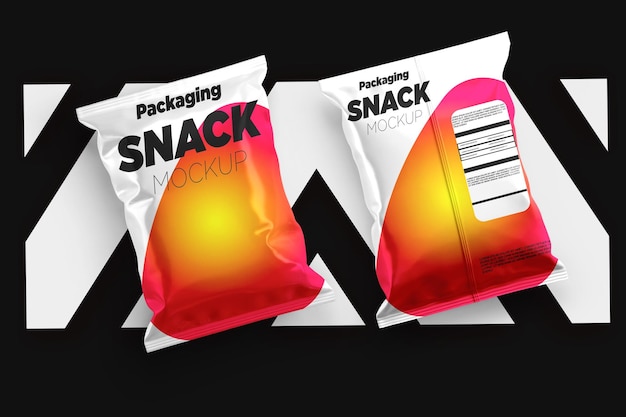 Realistic snack pouch plastic bag mockup Premium psd