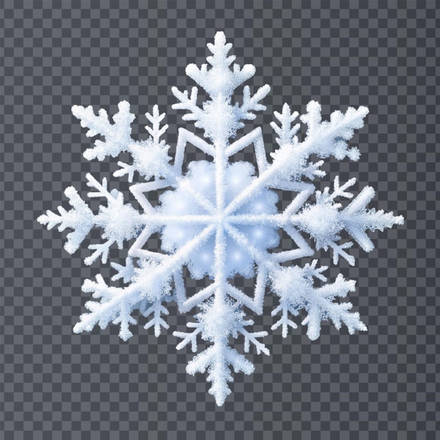 PSD realistic snowflake isolated on transparent background