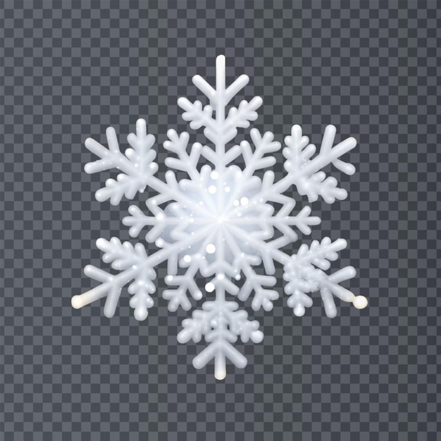 Realistic snowflake isolated on transparent background