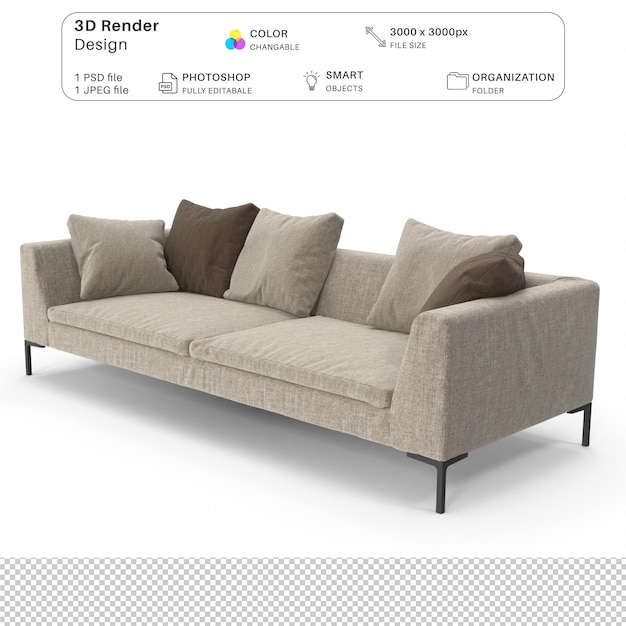 Realistic Sofa 3D Modeling PSD File Realistic Interior Furniture