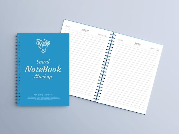 Realistic Spiral Notebook mockup