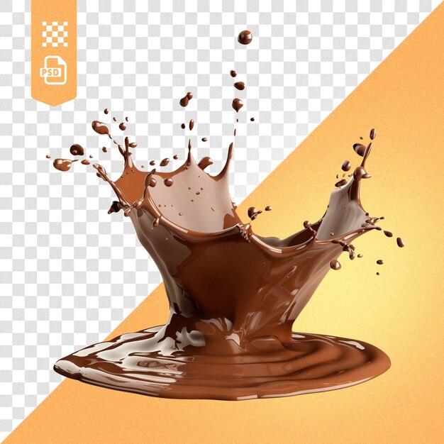 Realistic splash of chocolate liquid on a transparent background high resolution photo