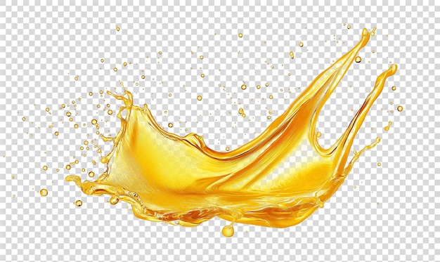 realistic splash of yellow liquid on the transparent background