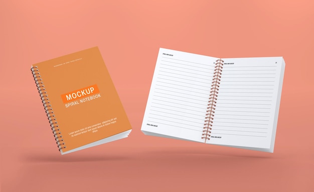 Realistic spriral notebook mockup design