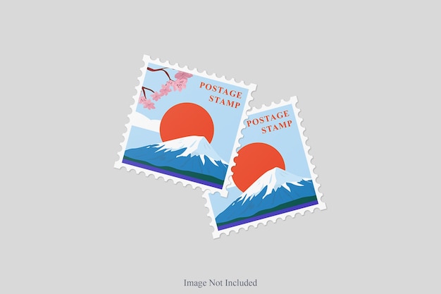 Realistic Square Postage Stampe Mockup Design