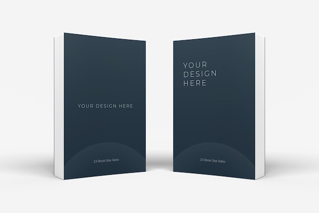 Realistic standing soft cover book mockup