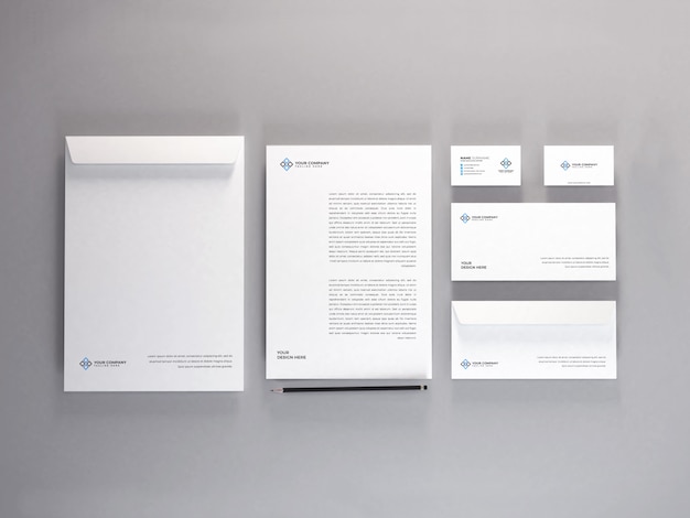 Realistic Stationery Set Mockup