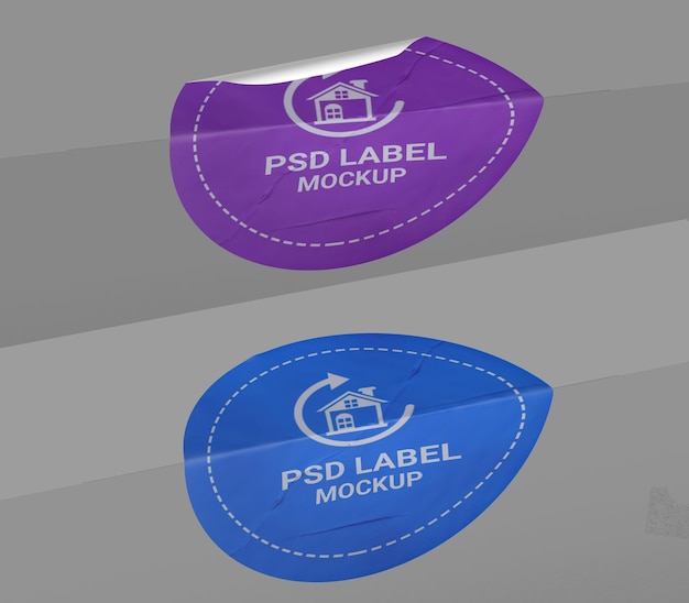 PSD realistic sticker mockup design psd template promotional label tag mockup