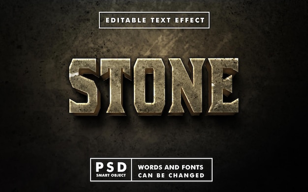 Realistic stone 3d text mock up. editable text effect with smart object in psd files