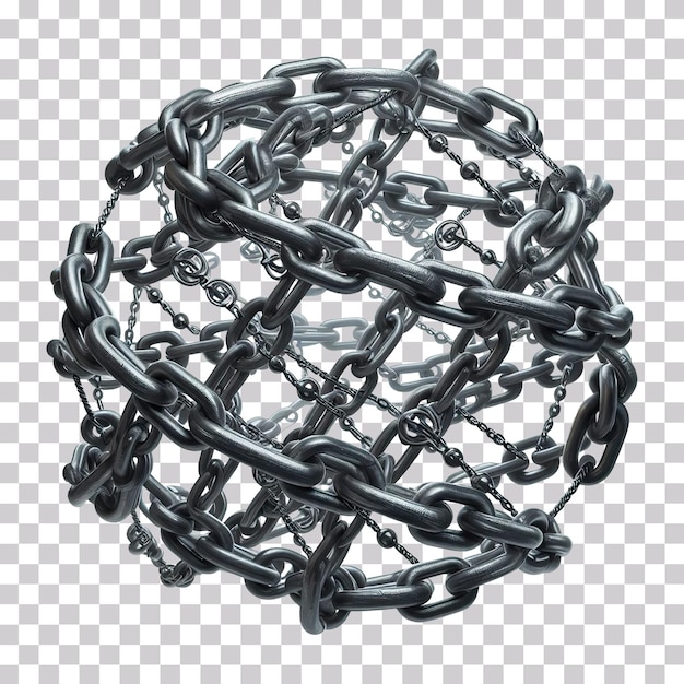 PSD a realistic strong iron chain isolated on a transparent background