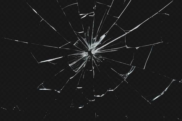 Realistic Style Broken Glass Shatter Effect on Transparent Background