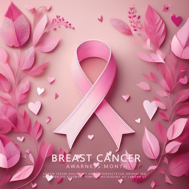 PSD realistic style ribbon for breast cancer awareness