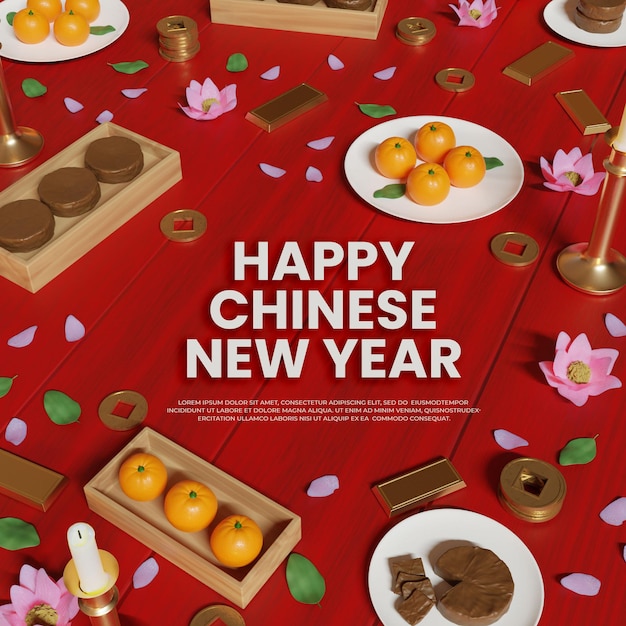 REALISTIC TABLE  FOR HAPPY CHINESE NEW YEAR GREETINGS