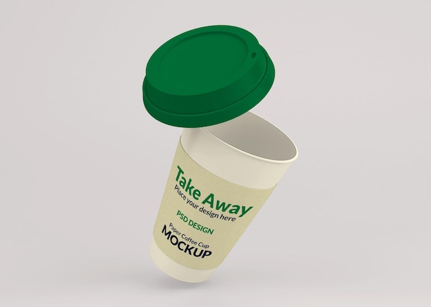 Realistic take away paper coffee cup mockup