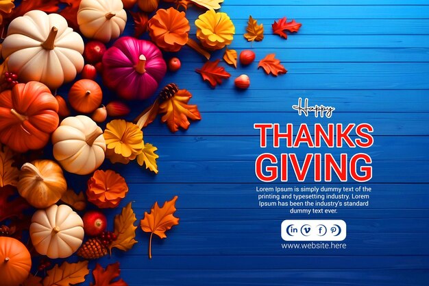 PSD realistic thank giving social media post design template