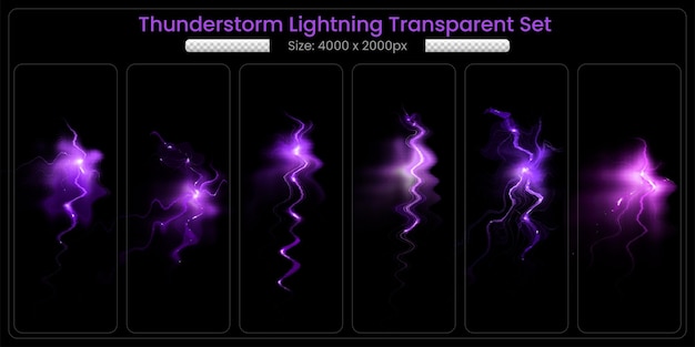 Realistic Thunderstorm lightning Transparent Set