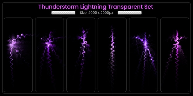 Realistic Thunderstorm lightning Transparent Set