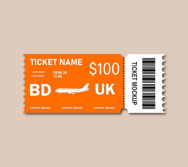 PSD realistic ticket mockup