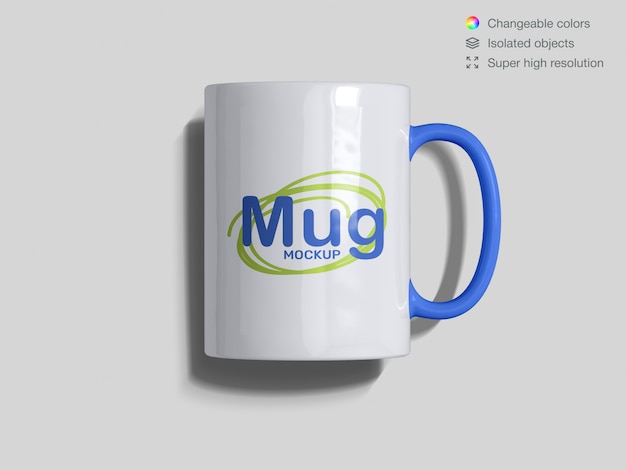 Realistic top view classic ceramic mug mockup template