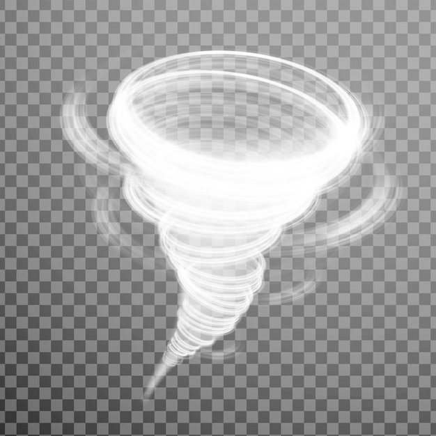 Realistic tornado vortex isolated on a transparent background