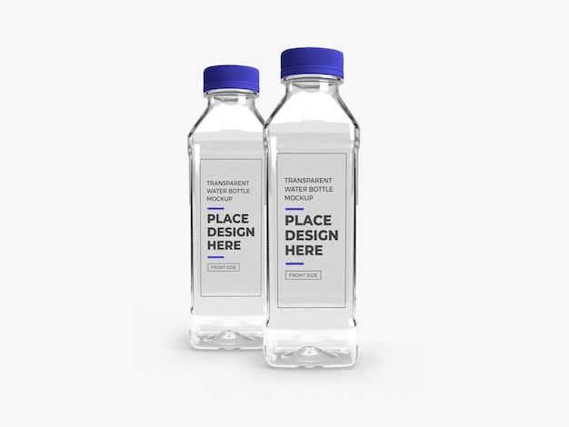 Realistic Transparent Plastic Bottle Mockup