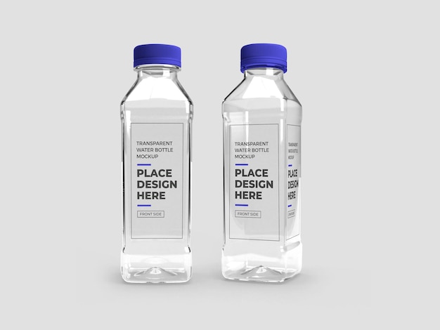 Realistic Transparent Plastic Bottle Mockup