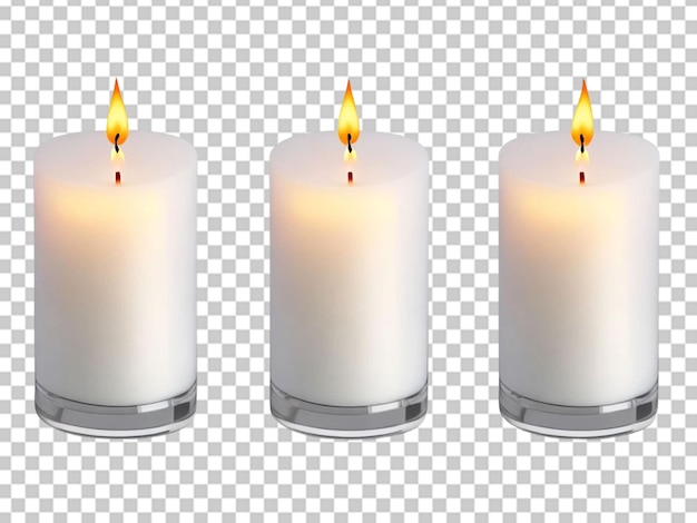 realistic vector white candles with fir