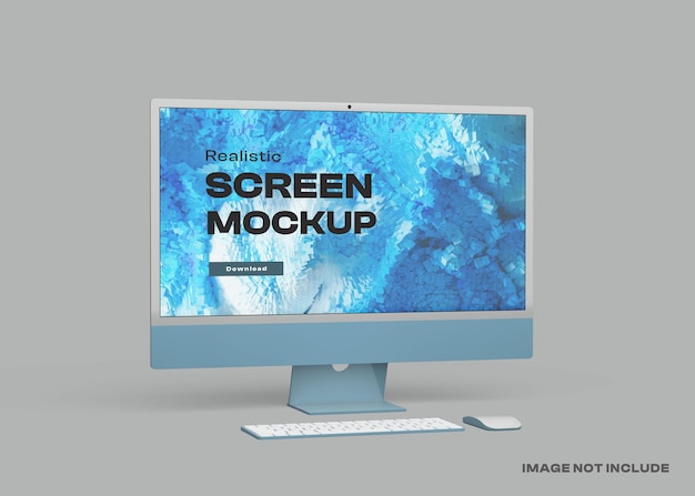 PSD realistic view stylish computers mockup with shadow and high quality render