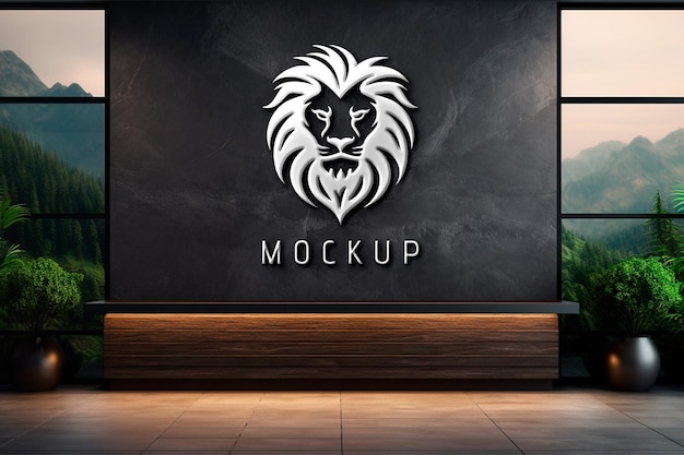 Realistic wall logo mockup