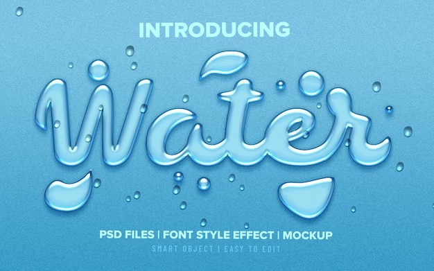 Realistic water drops font style text effect