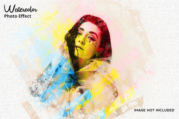 Realistic watercolor paint photo Frame effect  Psd