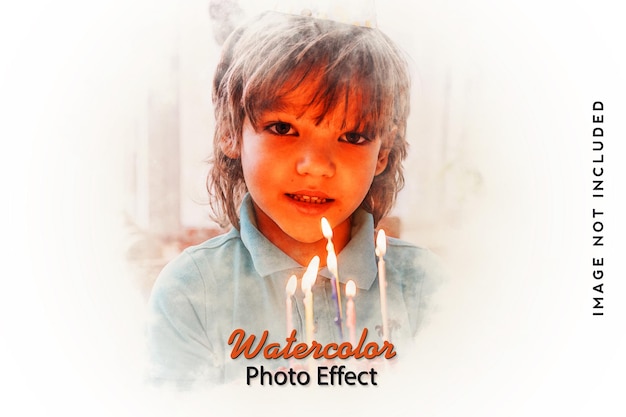 Realistic watercolor painting brush photo effect Design