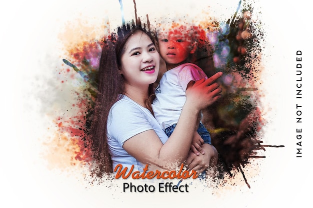 Realistic watercolor painting brush photo effect Design