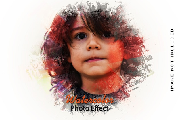 Realistic watercolor painting brush photo effect Design