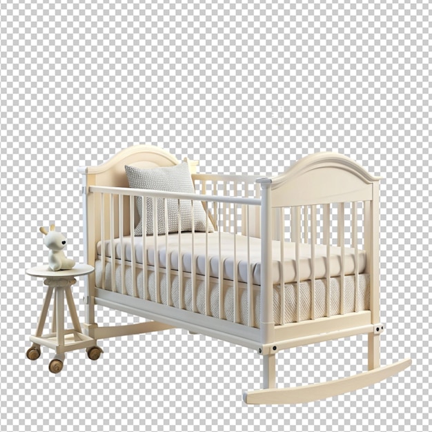 realistic white baby bedroom with a cradle