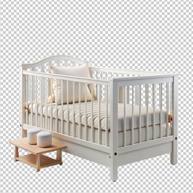 realistic white baby bedroom with a cradle