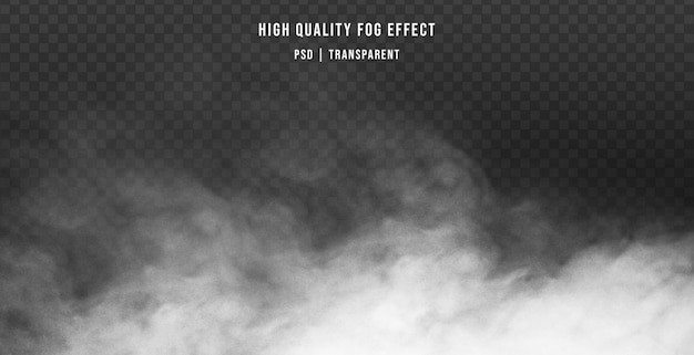 Realistic white smoke with foggy effect isolated on transparent background