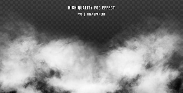 PSD realistic white smoke with foggy effect isolated on transparent background