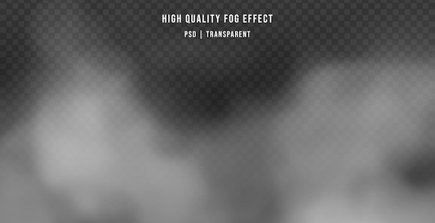 PSD realistic white smoke with foggy effect isolated on transparent background