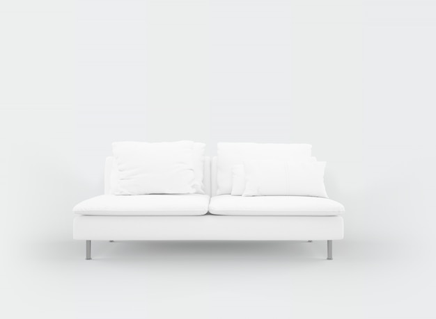 PSD realistic white sofa mockup