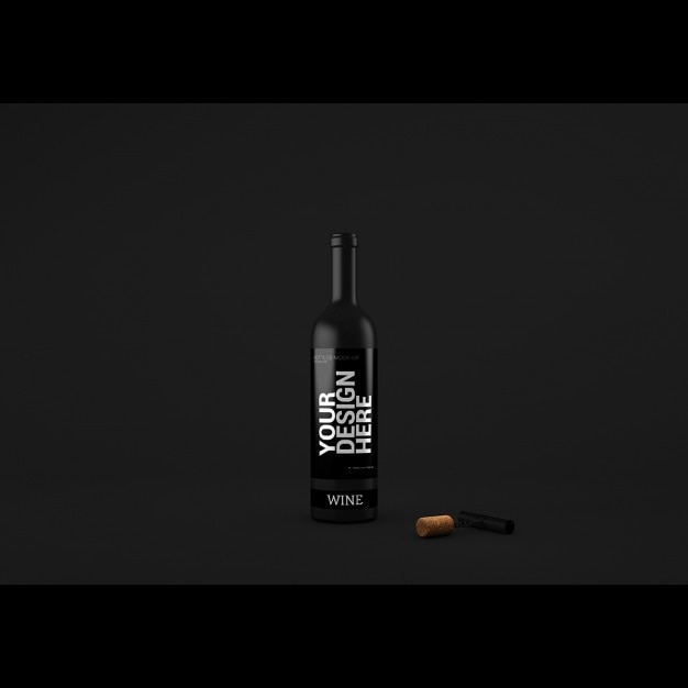 PSD realistic wine bottle presentation