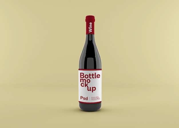 Realistic wine bottle with label mockup