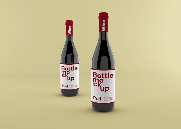 Realistic wine bottle with label mockup