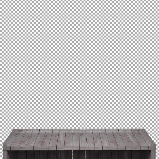 Realistic Wood table top front view 3d render isolated