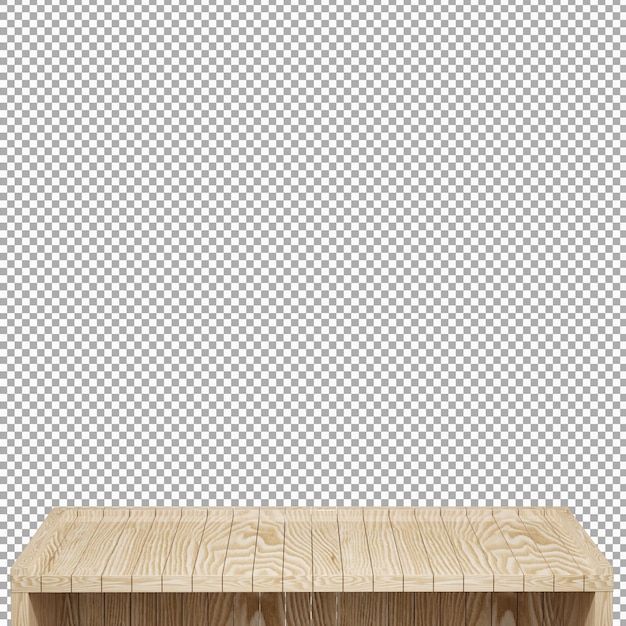 Realistic Wood table top front view 3d render isolated