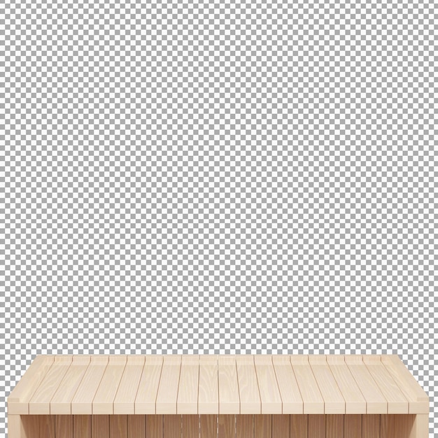 Realistic Wood table top front view 3d render isolated